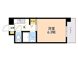 アバンダント21 1Kの間取図画像