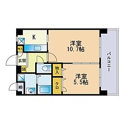 パインヒルズ志免 1LDKの間取図画像