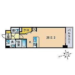 LUXCASFUKUOKAEAST ワンルームの間取図画像