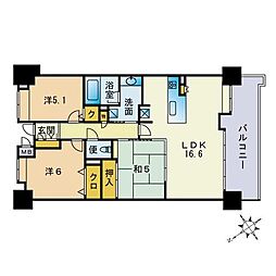 ロフティ吉塚駅前弐番館 3LDKの間取図画像