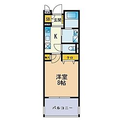 スプリングコート久山 1Kの間取図画像