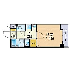 プレデュ・パルク壱番館 1Kの間取図画像