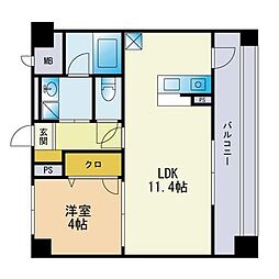 Aden箱崎駅前 1LDKの間取図画像