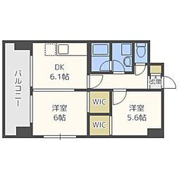 フェリススクエア 2DKの間取図画像