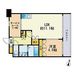 エスティメゾン博多東 1SLDKの間取図画像