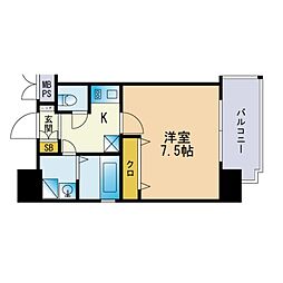 グランフォーレラグゼ箱崎宮前 1Kの間取図画像