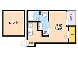 タスク箱崎 ワンルームの間取図画像