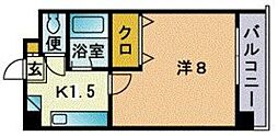 ハイブリッヂ32 1Kの間取図画像
