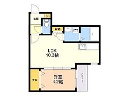 リタリッチ筥崎宮前 1LDKの間取図画像