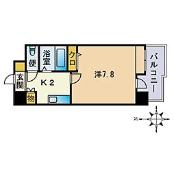 コンフォートスペース箱崎 1Kの間取図画像
