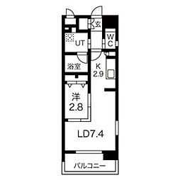 グランフォーレラグゼ箱崎 1LDKの間取図画像