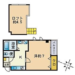 イル・グラッツィア東公園2 1Kの間取図画像