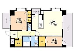 リヴェール伊賀3 2LDKの間取図画像