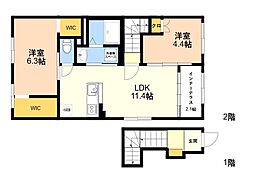 テラス・ド・ラ・フォレ 2階2LDKの間取り