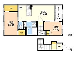 テラス・ド・ラ・フォレ 2階2LDKの間取り