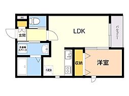 JR鹿児島本線 福工大前駅 徒歩4分の賃貸アパート 1階1LDKの間取り