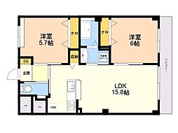 Wealth Comfort 新宮 2LDKの間取図画像