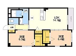 Wealth Comfort 新宮 2LDKの間取図画像