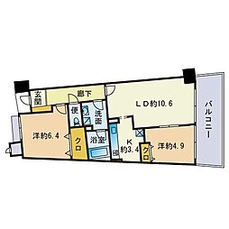 アイランドシティインフィニガーデンE棟 2LDKの間取図画像