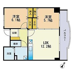 イデアーレ名島 2LDKの間取図画像