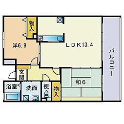 ハーモパレス福岡宝酒造(株)福岡社宅 2LDKの間取図画像