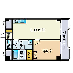 メゾン・カルム 1LDKの間取図画像