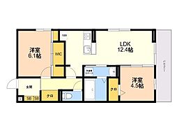ブラン新宮中央 2LDKの間取図画像