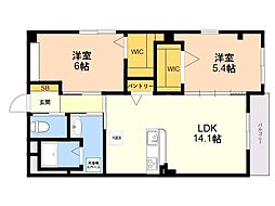 Wealth Comfort 新宮 2LDKの間取図画像