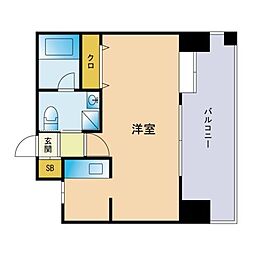 レシェンテ・ヴィラ千早 1Kの間取図画像