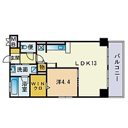 アヴェニール新宮 1LDKの間取図画像