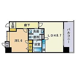 ルネッサンス21千早 1LDKの間取図画像