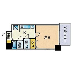パインフィールドビル 1Kの間取図画像