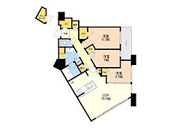 センターマークスタワー 3LDKの間取図画像