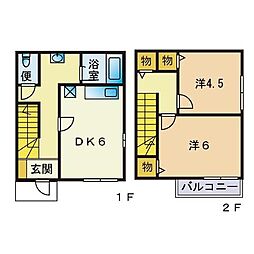 ヒューゲル美和台 2DKの間取図画像