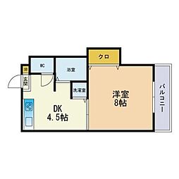 プリオール21 1DKの間取図画像