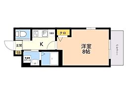 アヴァンセ千早 1Kの間取図画像