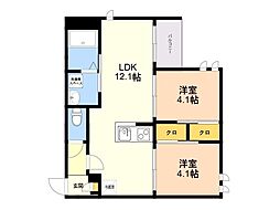 REGALEST FAM千早 2LDKの間取図画像