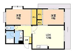 サンハイツ三苫 2LDKの間取図画像