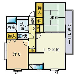 ベルヴィ立花B 2LDKの間取図画像