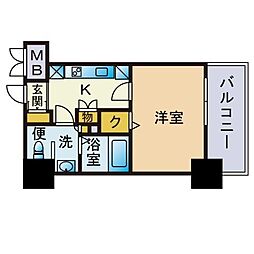 エンクレスト香椎 1Kの間取図画像