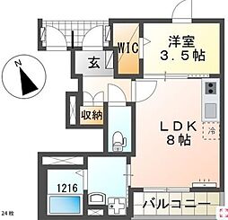 Doe・Sale香椎 1LDKの間取図画像