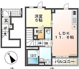 Doe・Sale香椎 1LDKの間取図画像