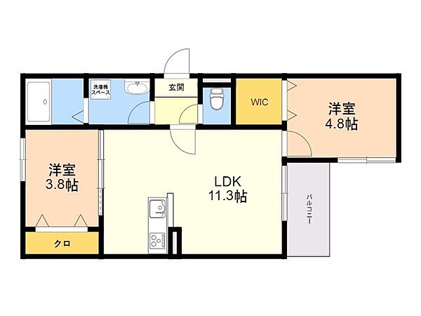 グランレーヴ長丘 201｜福岡県福岡市南区長丘５丁目(賃貸アパート2LDK・2階・45.55㎡)の写真 その2