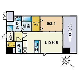 アクシオン高宮駅前グラシア 1LDKの間取図画像