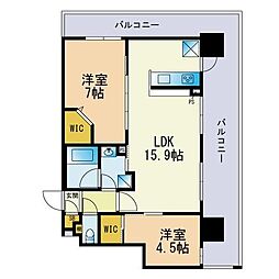 シェミネ高宮通り 2LDKの間取図画像
