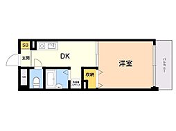 リファインドYM 1DKの間取図画像