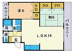 横手ビル 2LDKの間取図画像