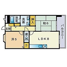 アミューゼ南高宮 2LDKの間取図画像