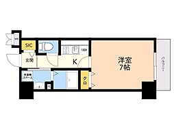 アルファレガロ大橋 1Kの間取図画像