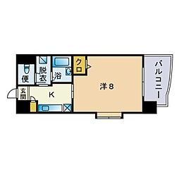 ブリリアント36 1Kの間取図画像